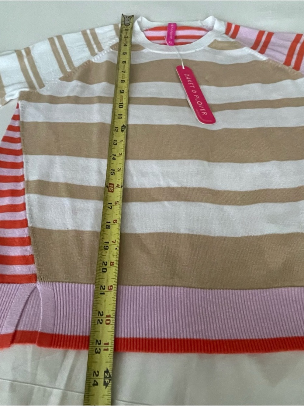 Zaket & Plover Pastels Cotton Crazy Stripe Lightweight Sweater - Picture 8 of 13